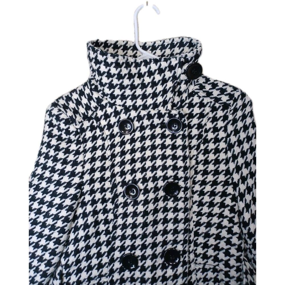 Women's Medium Forever 21 Black & White Houndstooth Peacoat Size M Y2K Warm Cute - Picture 4 of 6
